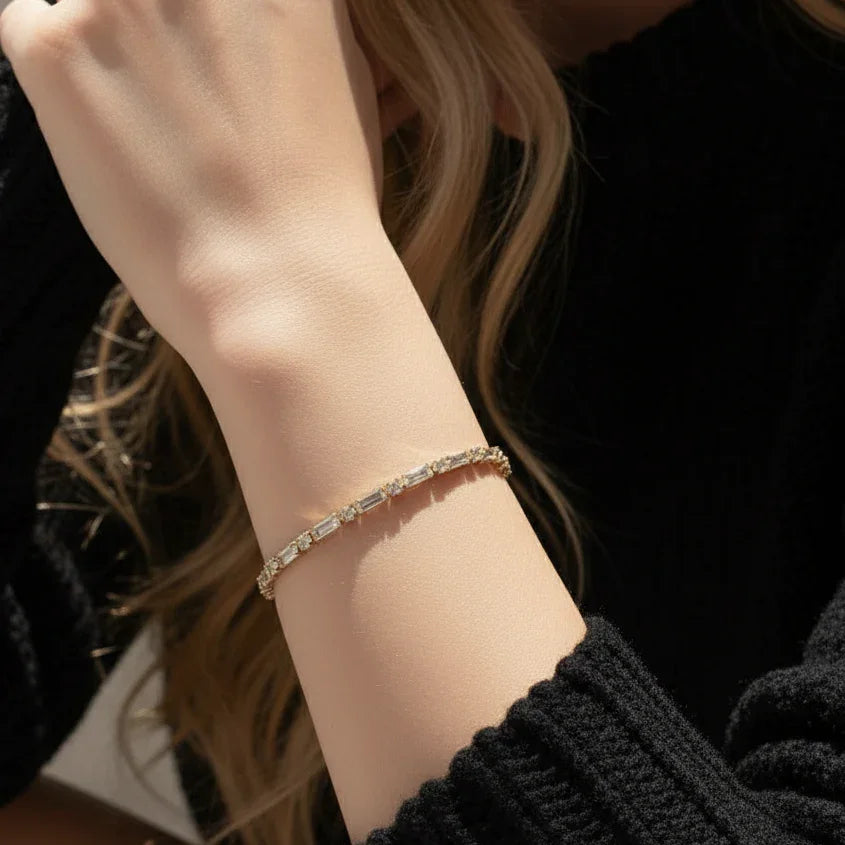 Gold-Plated CZ Tennis Bracelet for Women