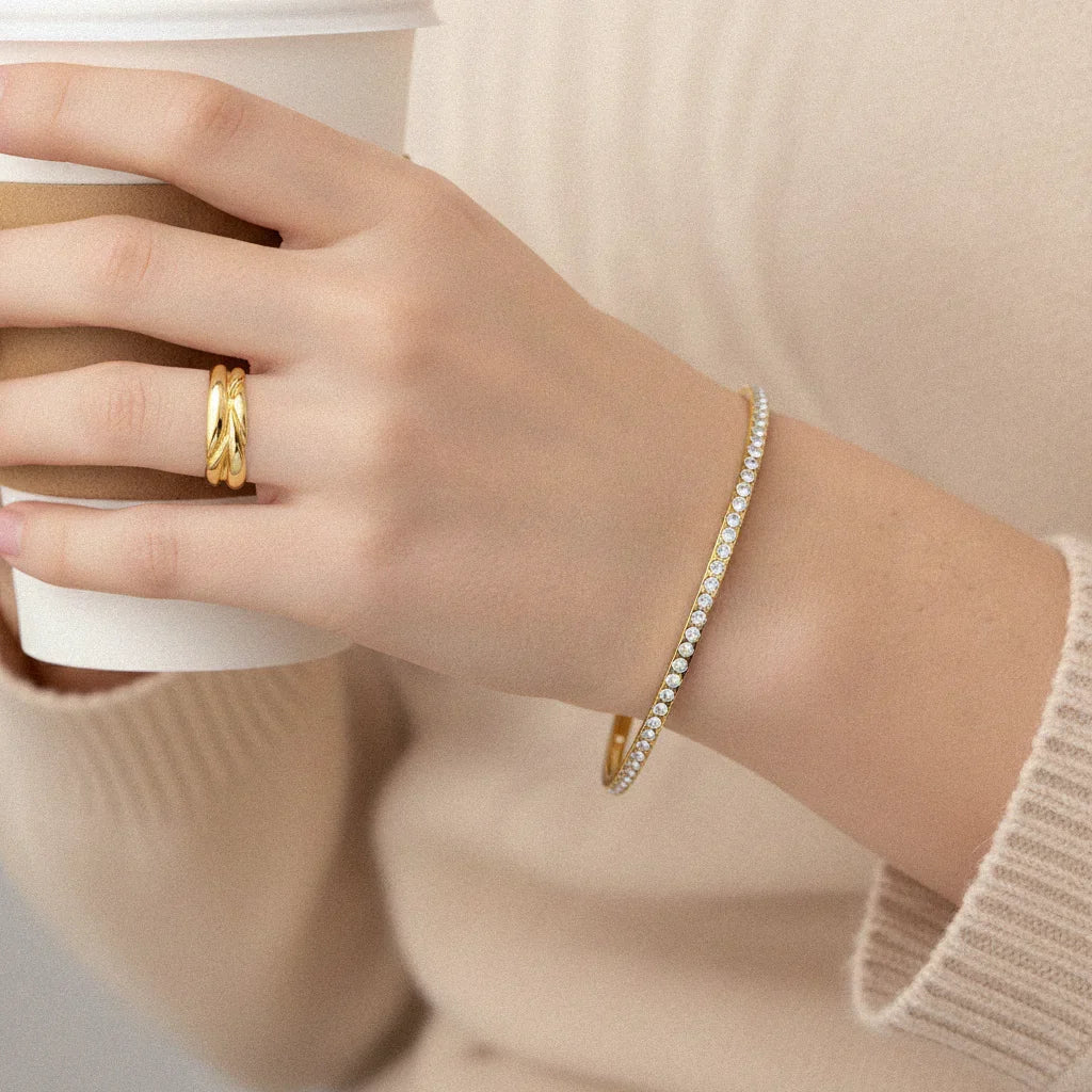 Gold-Plated CZ Bangle for Women