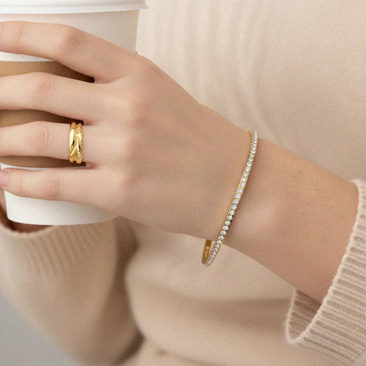 Gold-Plated CZ Bangle for Women