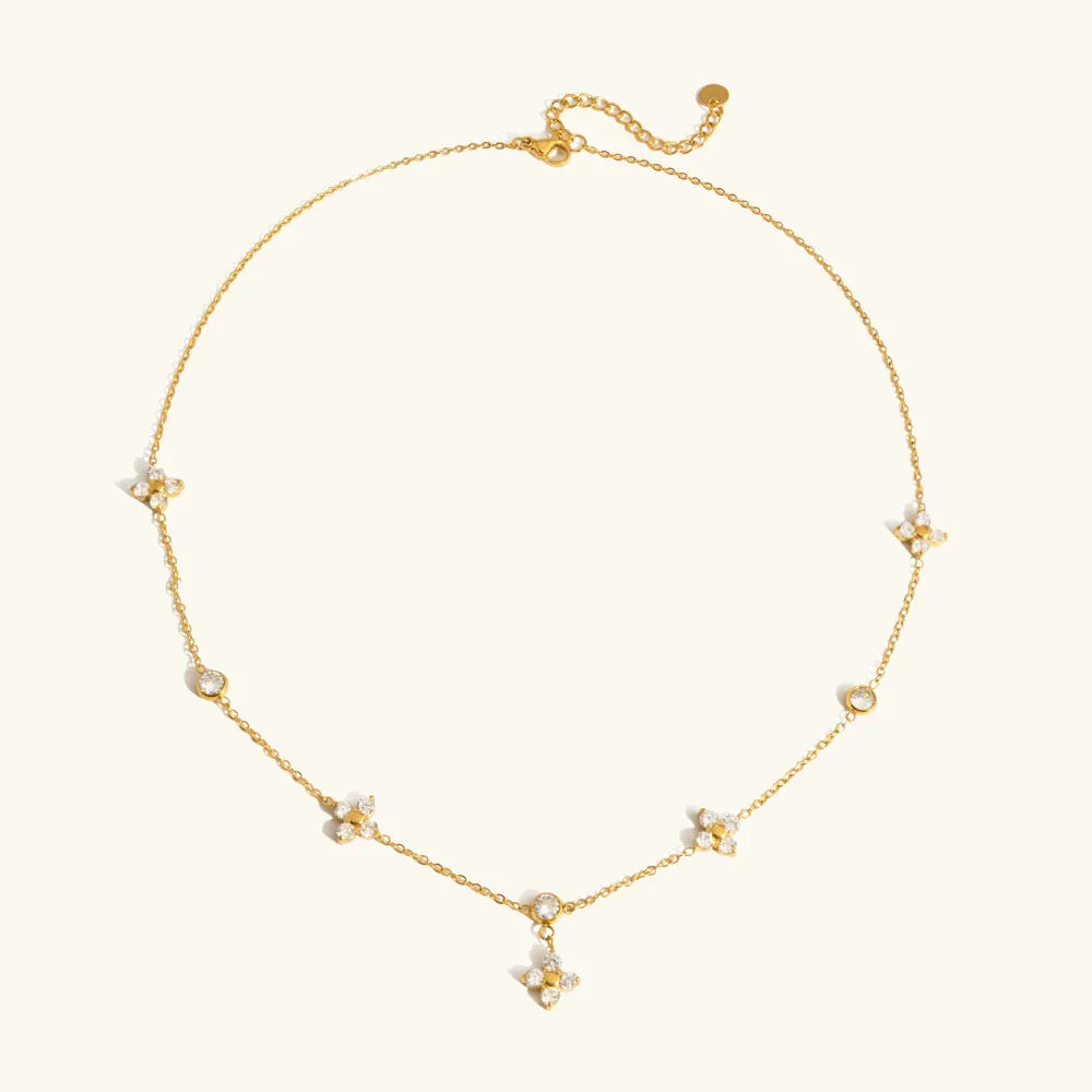 Gold Plated Diamond Clover Necklace