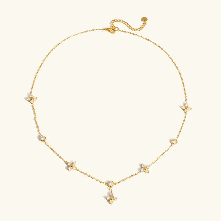 Gold Plated Diamond Clover Necklace