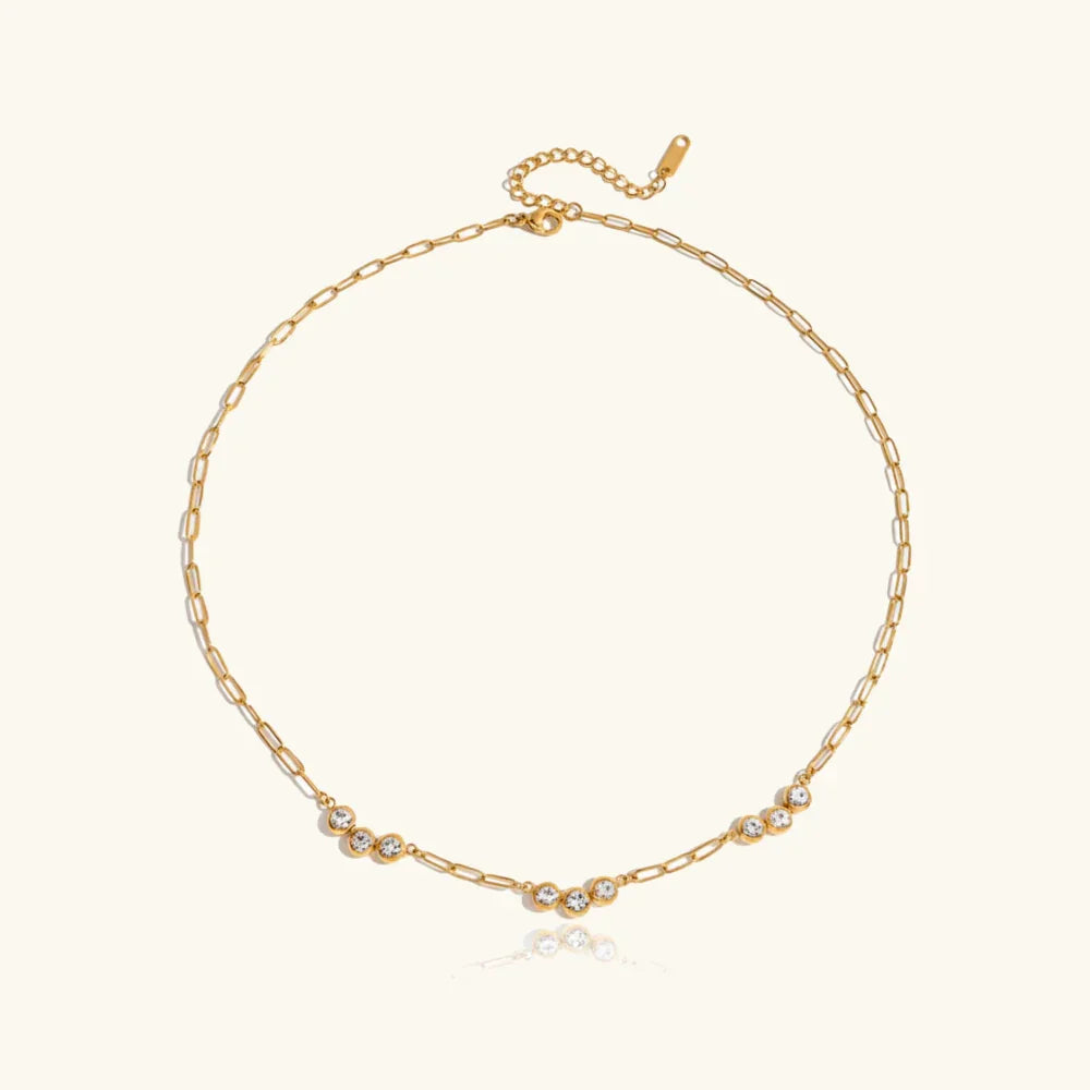 Gold Plated Diamond Clover Necklace