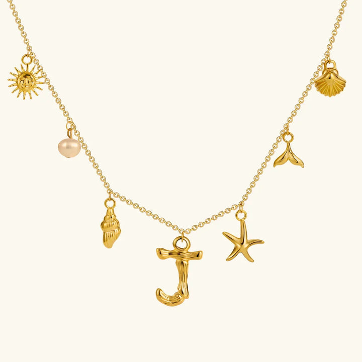 Gold Plated Faux Pearl Initial Charm Necklace for Women