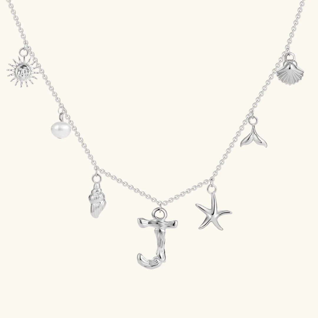 Gold Plated Faux Pearl Initial Charm Necklace for Women