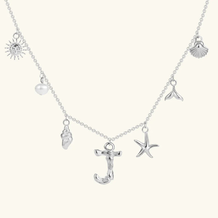 Gold Plated Faux Pearl Initial Charm Necklace for Women