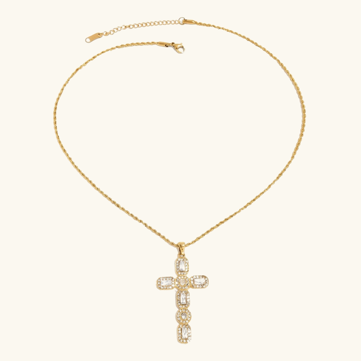 Gold Plated Cubic Zirconia Cross Pendant Necklace Women