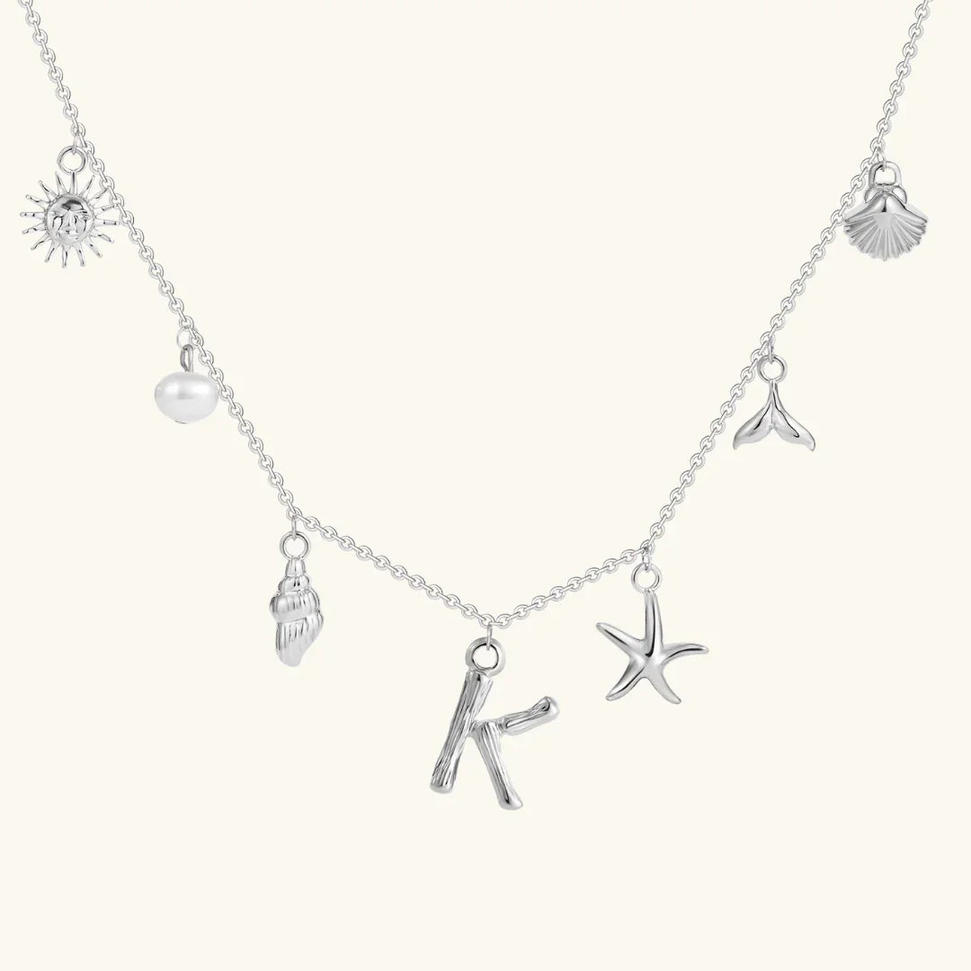 Gold Plated Faux Pearl Initial Charm Necklace for Women