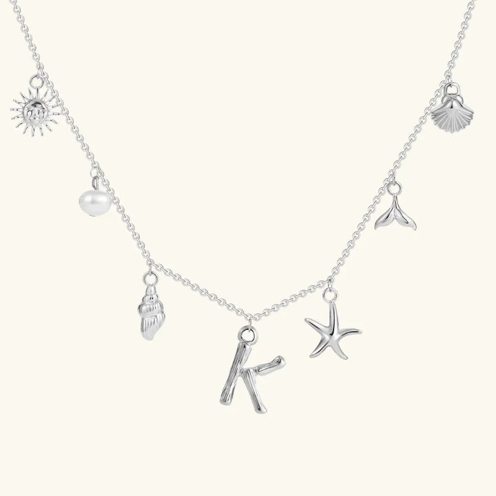 Gold Plated Faux Pearl Initial Charm Necklace for Women