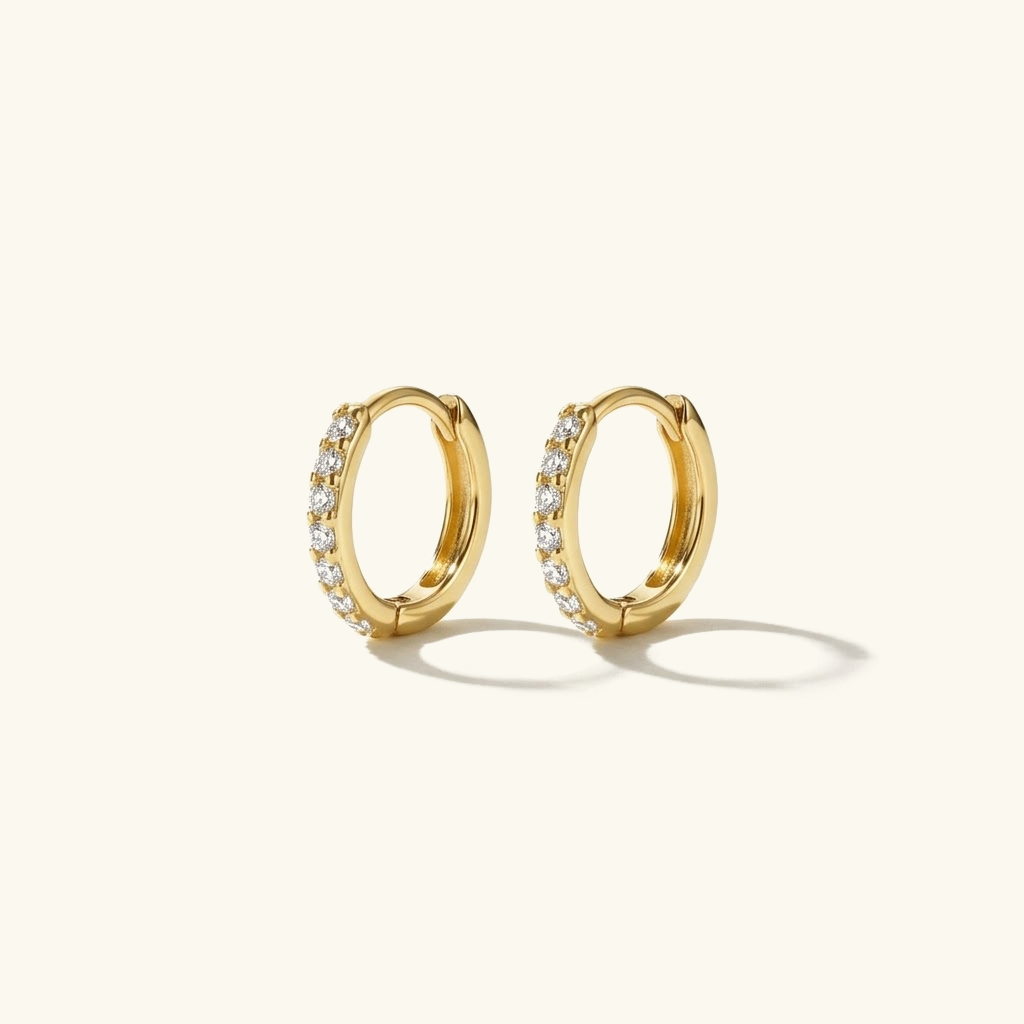 Gold-Plated CZ Micro Huggie Earrings