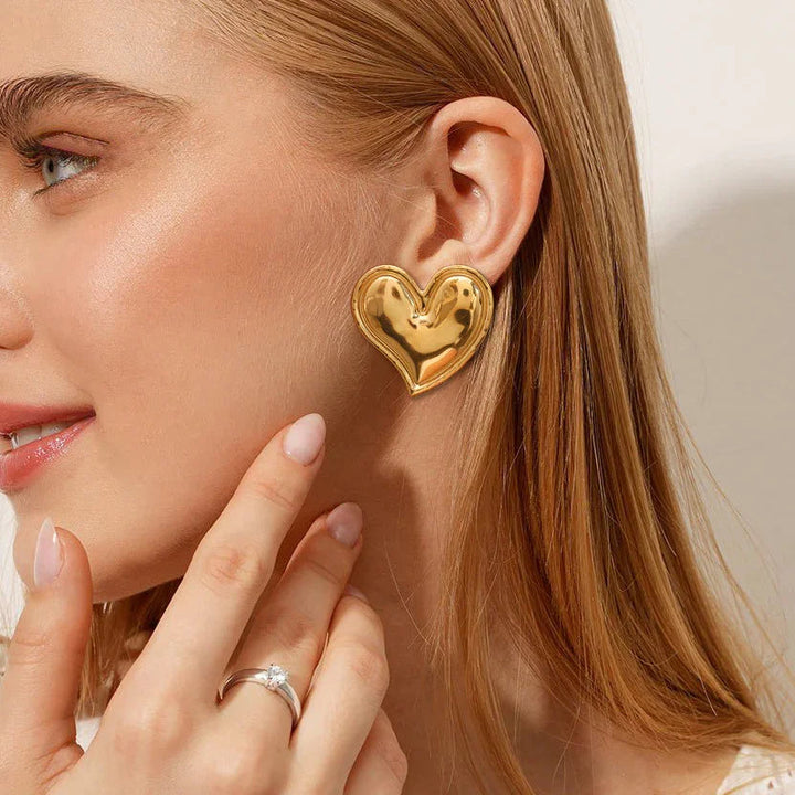 Gold-Plated Heart Drop Earrings for Women