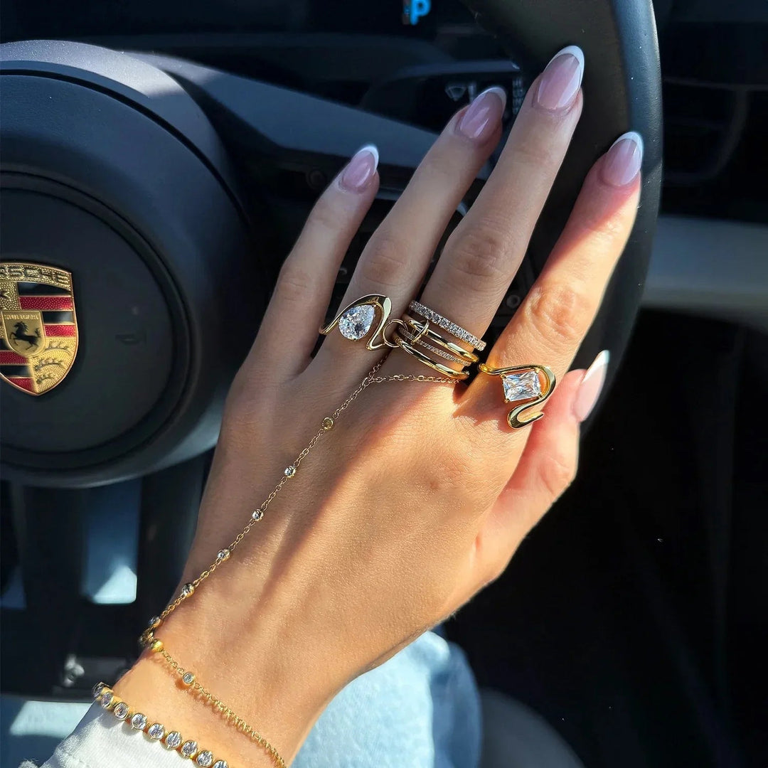 Gold-Plated CZ Stackable Ring Set