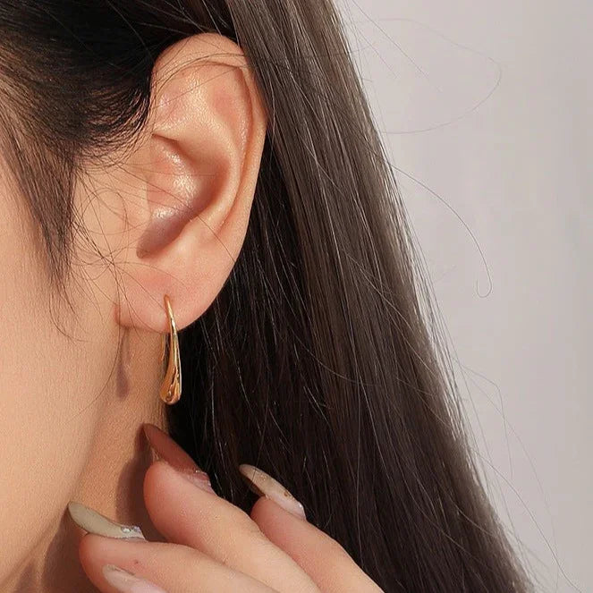 Gold-Plated Curved Drop Earrings for Women