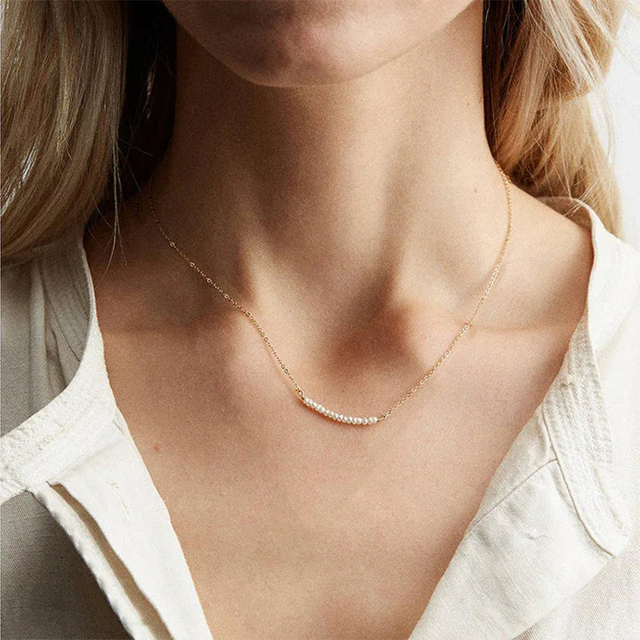 Gold-Plated Faux Pearl Chain Necklace for Women