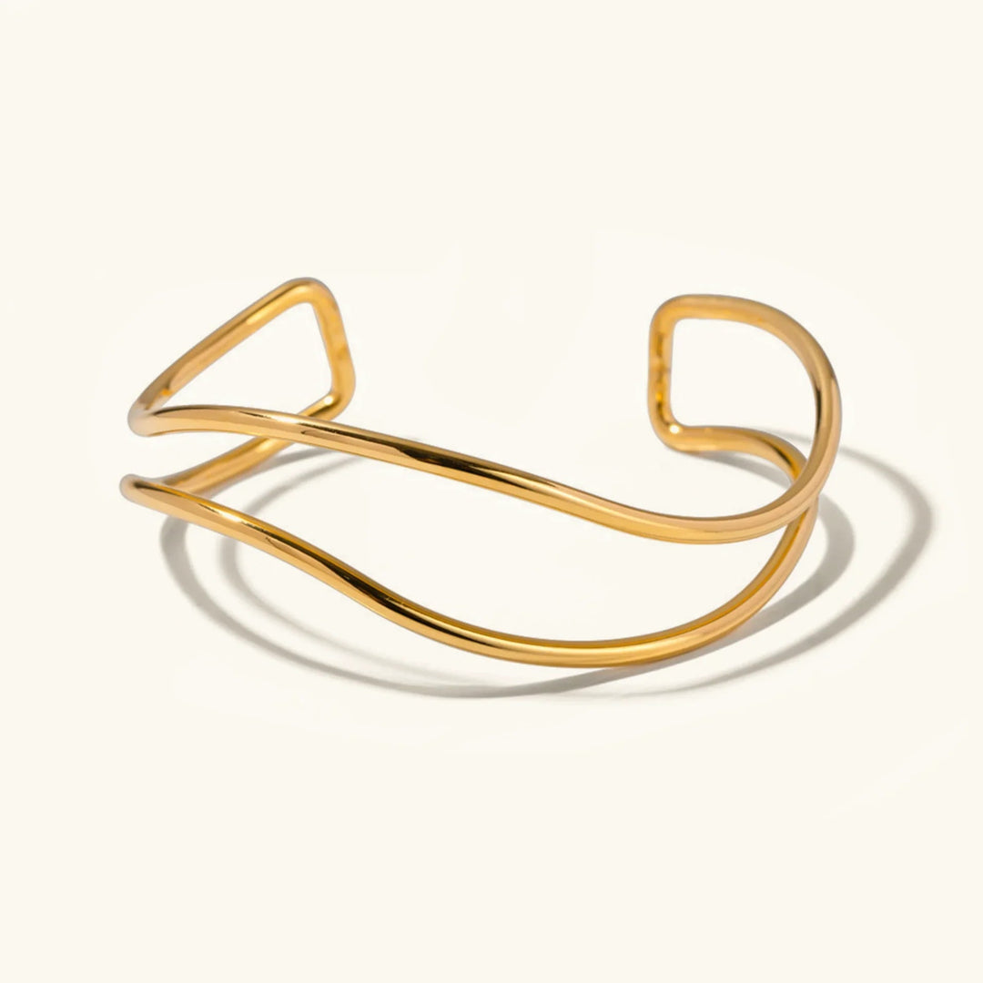 Gold-Plated Open Cuff Bracelet with Intertwining Design