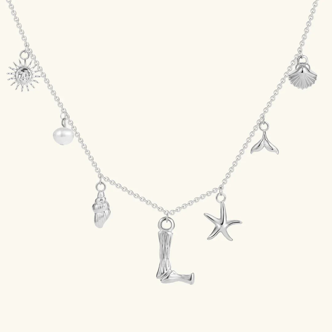 Gold Plated Faux Pearl Initial Charm Necklace for Women