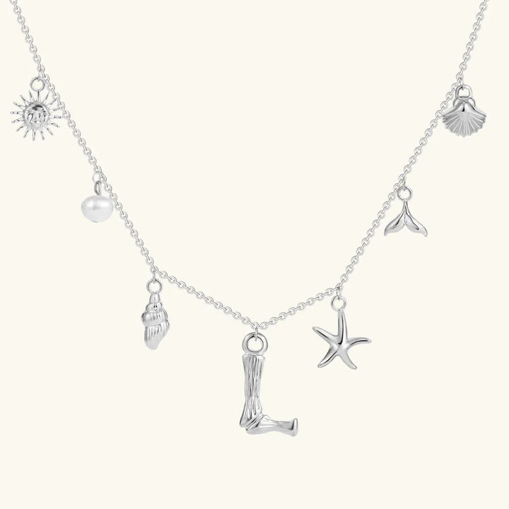 Gold Plated Faux Pearl Initial Charm Necklace for Women