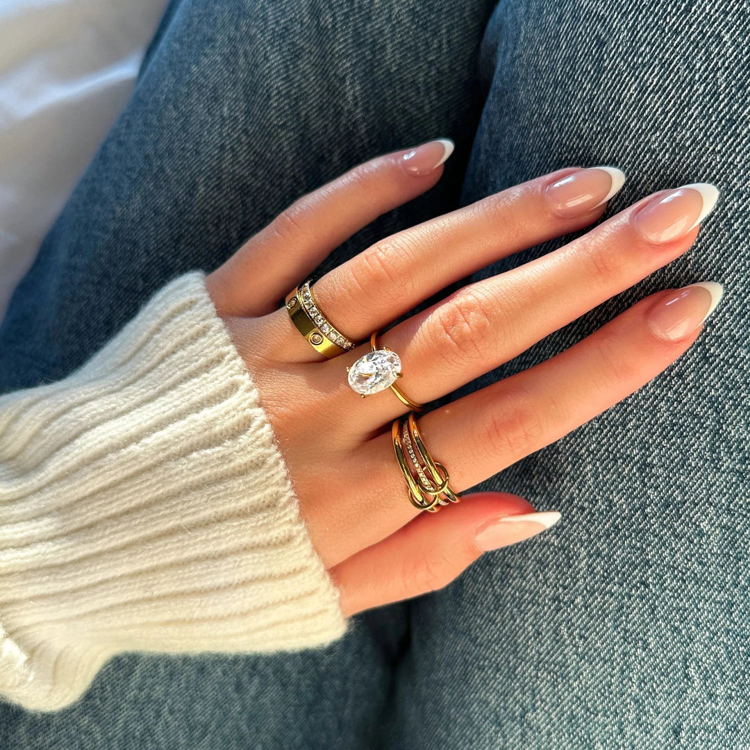 Gold-Plated CZ Stackable Ring Set