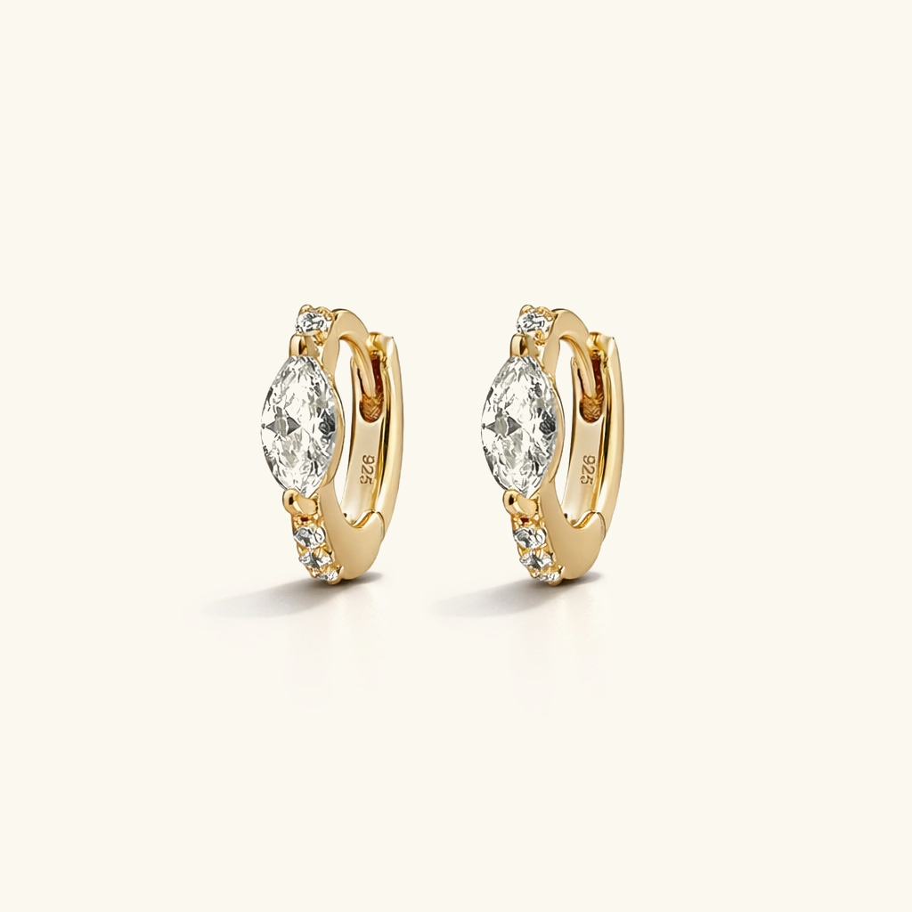 Gold-Plated CZ Huggie Earrings for Women
