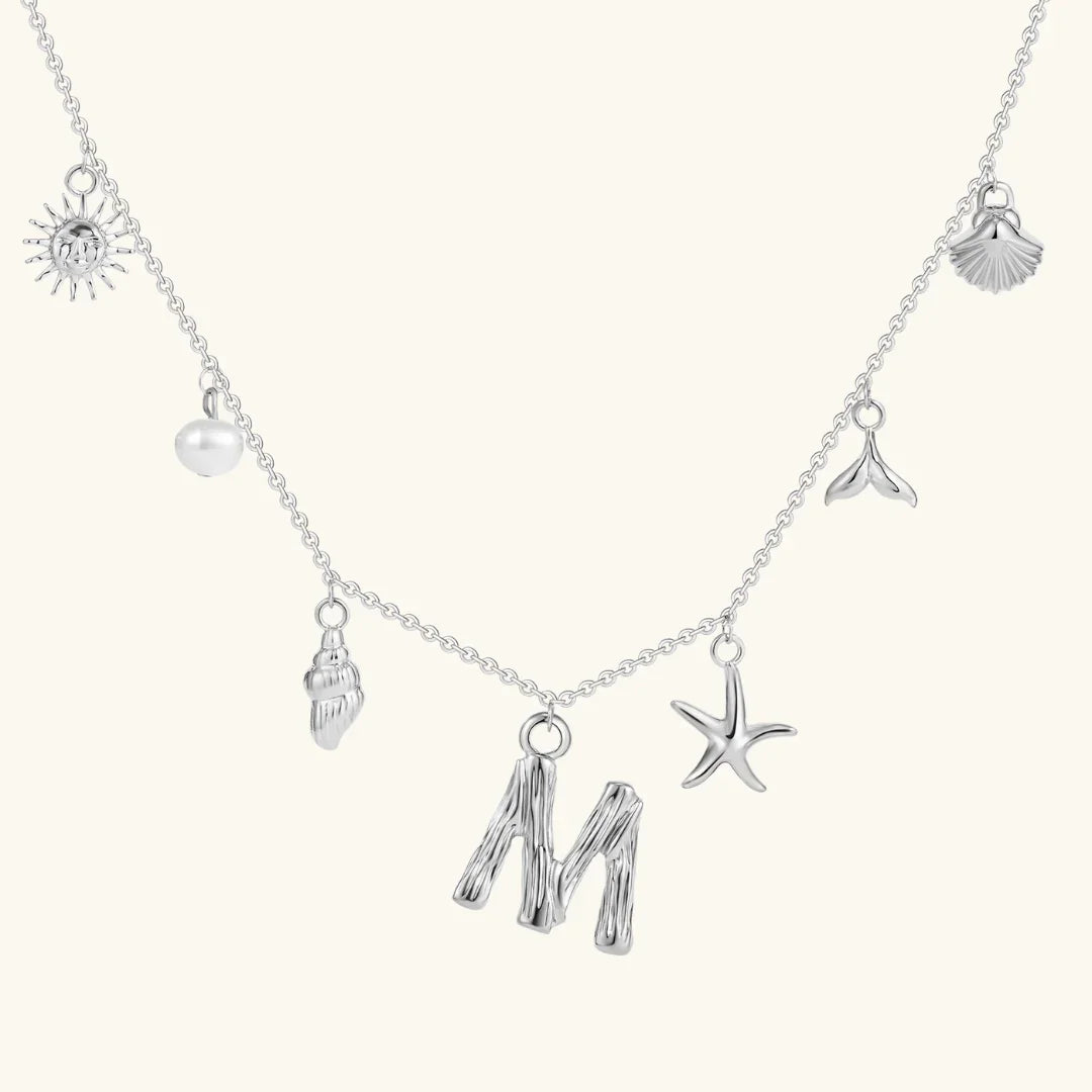 Gold Plated Faux Pearl Initial Charm Necklace for Women