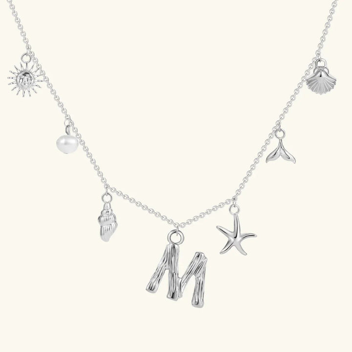 Gold Plated Faux Pearl Initial Charm Necklace for Women