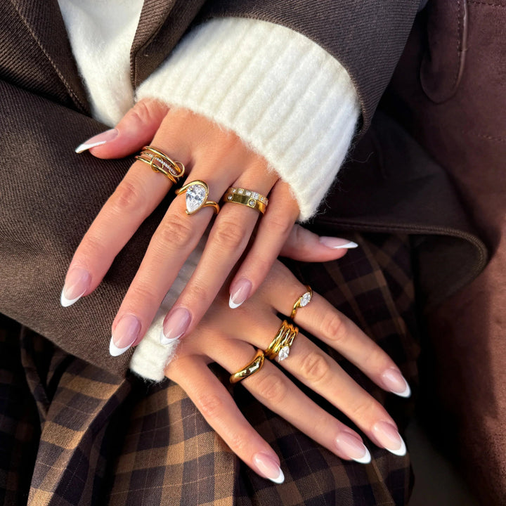Gold-Plated CZ Stackable Ring Set