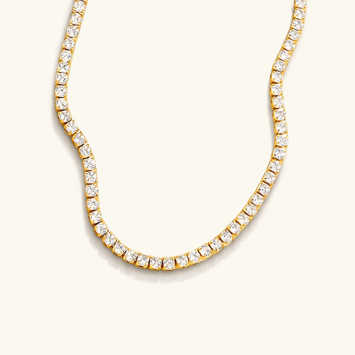 Gold-Plated CZ Tennis Necklace For Women