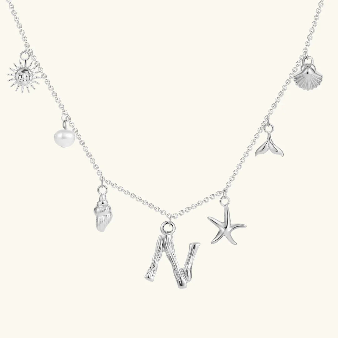 Gold Plated Faux Pearl Initial Charm Necklace for Women