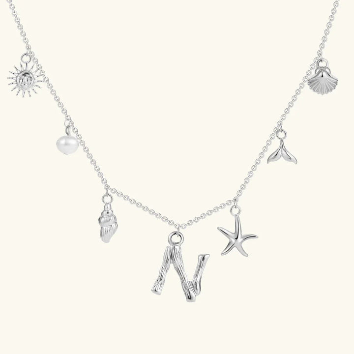 Gold Plated Faux Pearl Initial Charm Necklace for Women