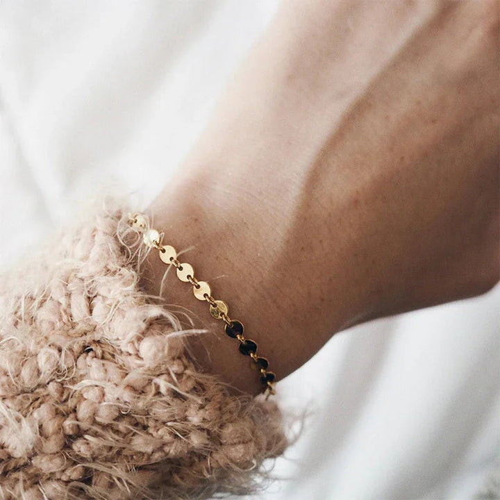 Gold-Plated Round Chain Bracelet for Women