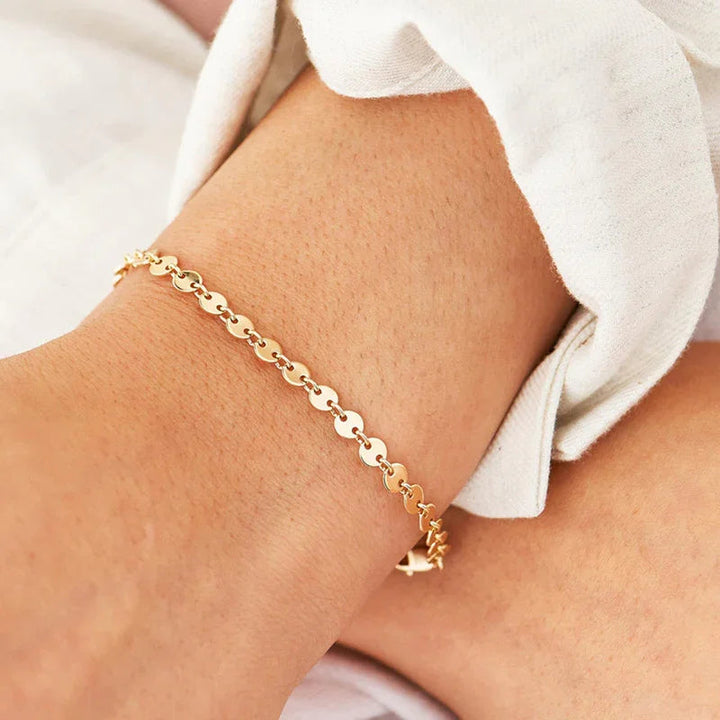 Gold-Plated Round Chain Bracelet for Women