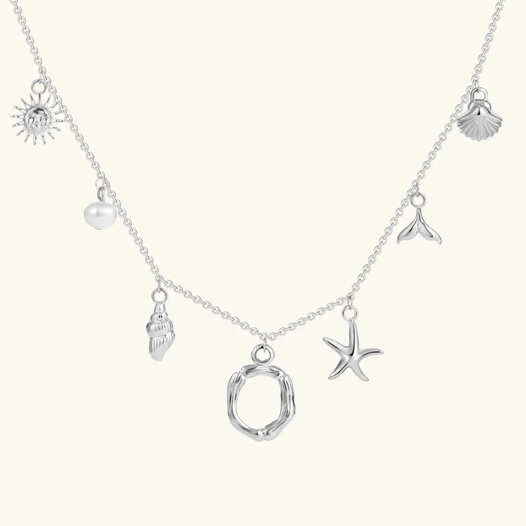 Gold Plated Faux Pearl Initial Charm Necklace for Women