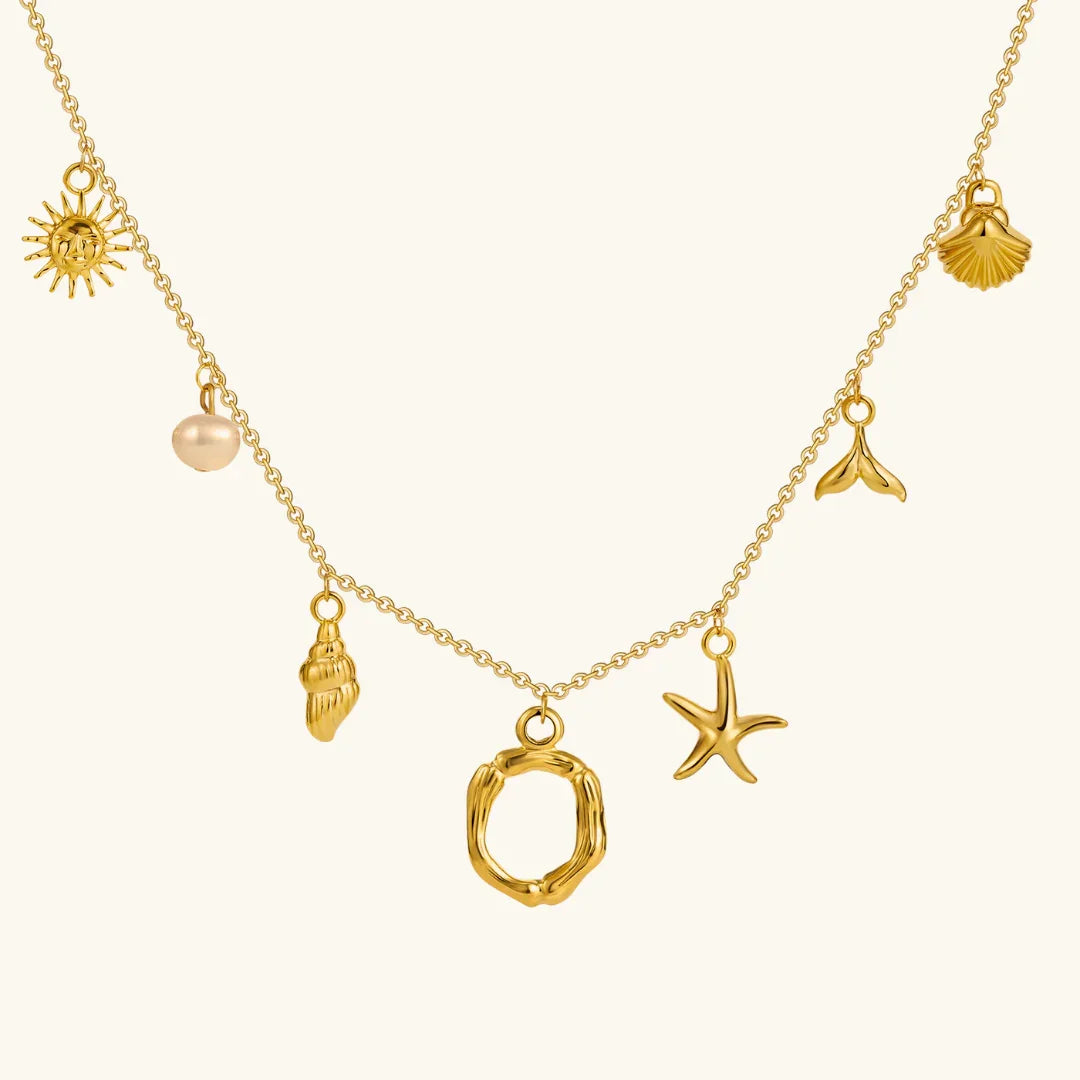 Gold Plated Faux Pearl Initial Charm Necklace for Women