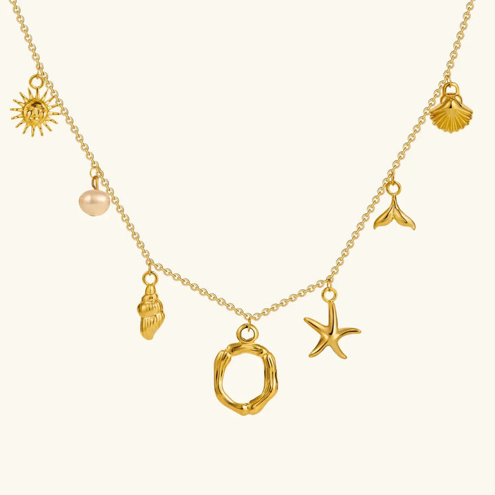 Gold Plated Faux Pearl Initial Charm Necklace for Women
