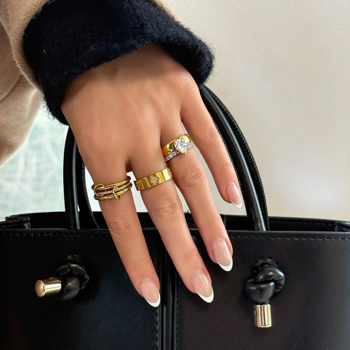 Gold-Plated CZ Stackable Ring Set