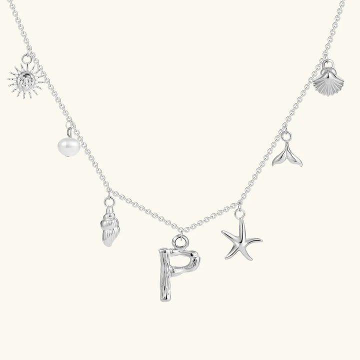 Gold Plated Faux Pearl Initial Charm Necklace for Women