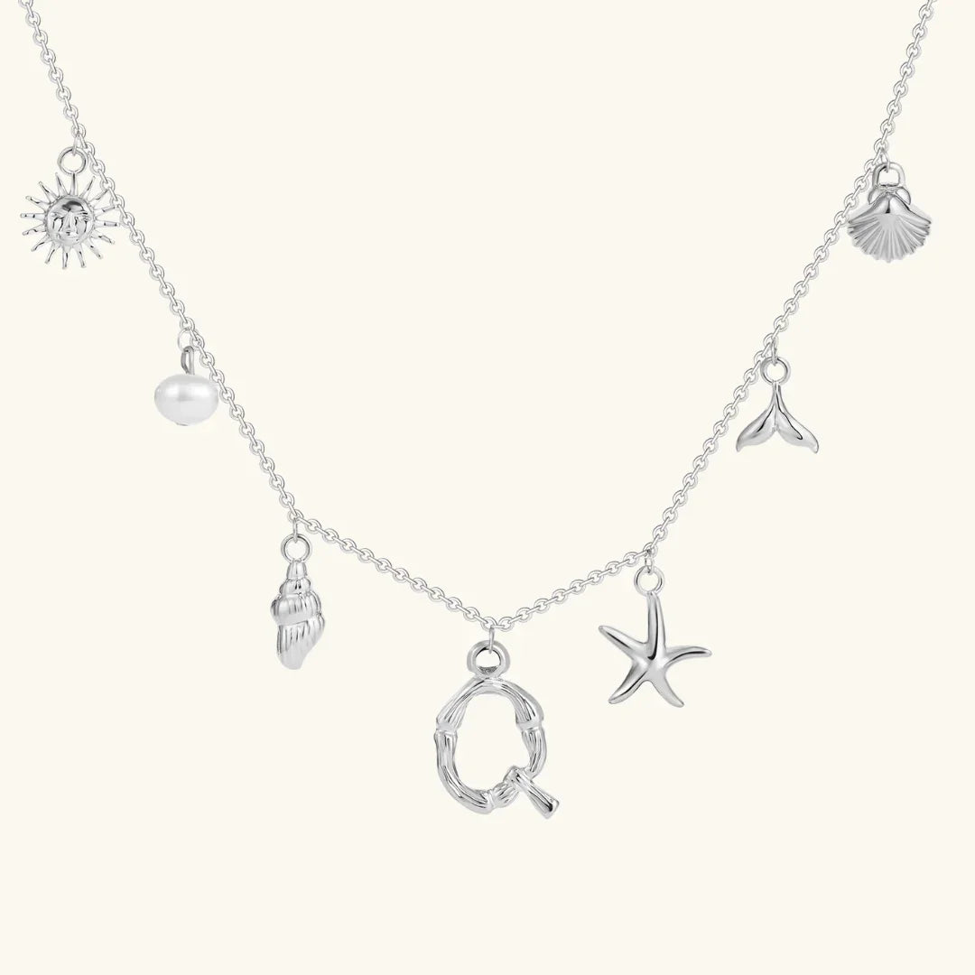 Gold Plated Faux Pearl Initial Charm Necklace for Women