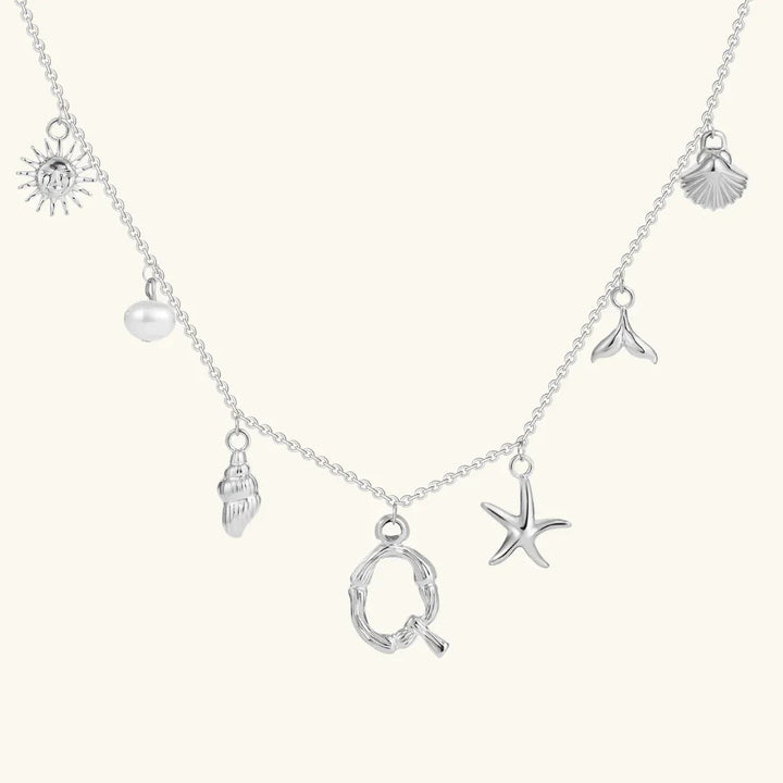 Gold Plated Faux Pearl Initial Charm Necklace for Women