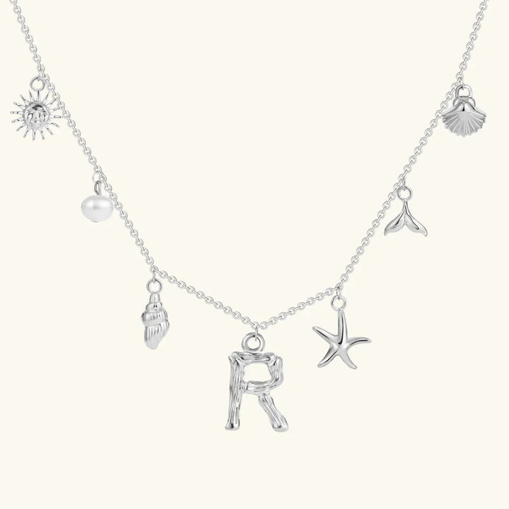 Gold Plated Faux Pearl Initial Charm Necklace for Women