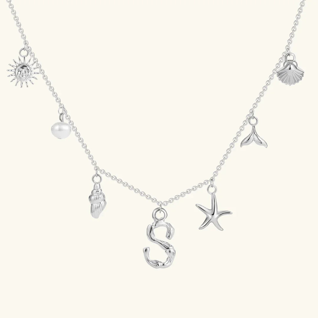 Gold Plated Faux Pearl Initial Charm Necklace for Women