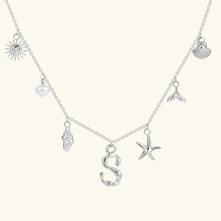 Gold Plated Faux Pearl Initial Charm Necklace for Women