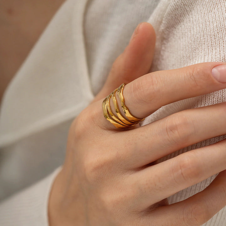 Gold-Plated Adjustable Ring with Stainless Steel