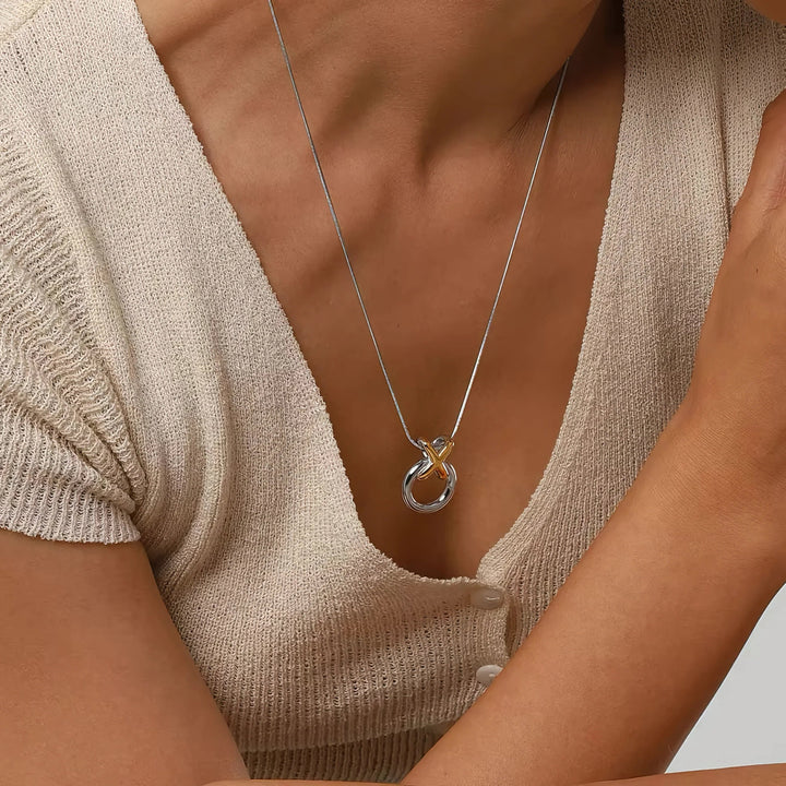 Gold-Plated &amp; Silver-Plated Knot Pendant Necklace