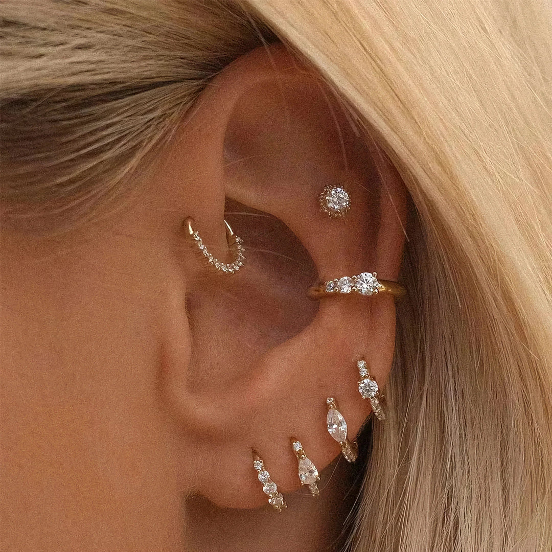 Gold-Plated CZ Huggie Earrings for Women