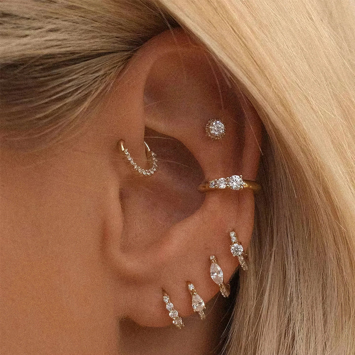 Gold-Plated CZ Huggie Earrings for Women
