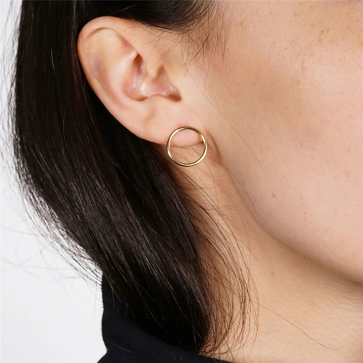 Gold-Plated Open Circle Stud Earrings
