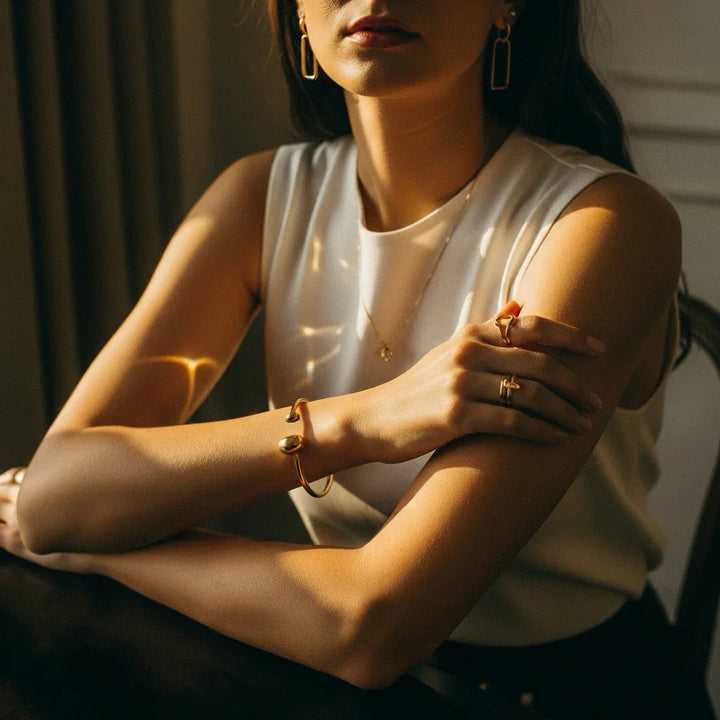 Gold-Plated Minimalist Open Cuff Bracelet