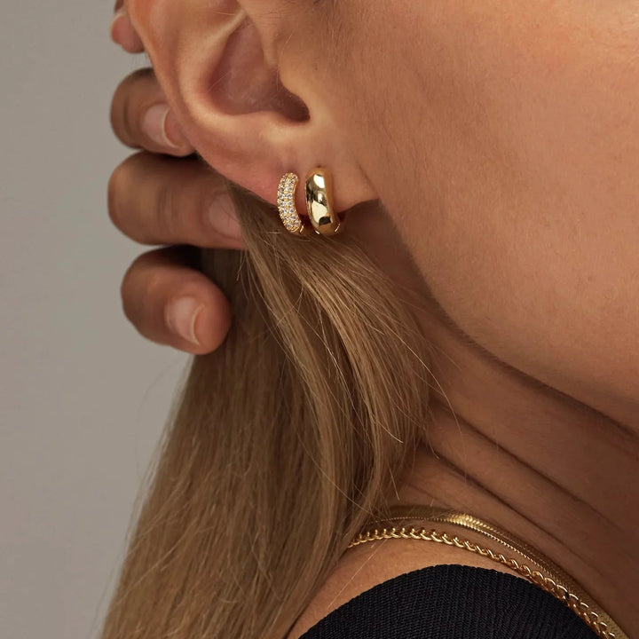 Gold-Plated CZ Chunky Huggie Earrings