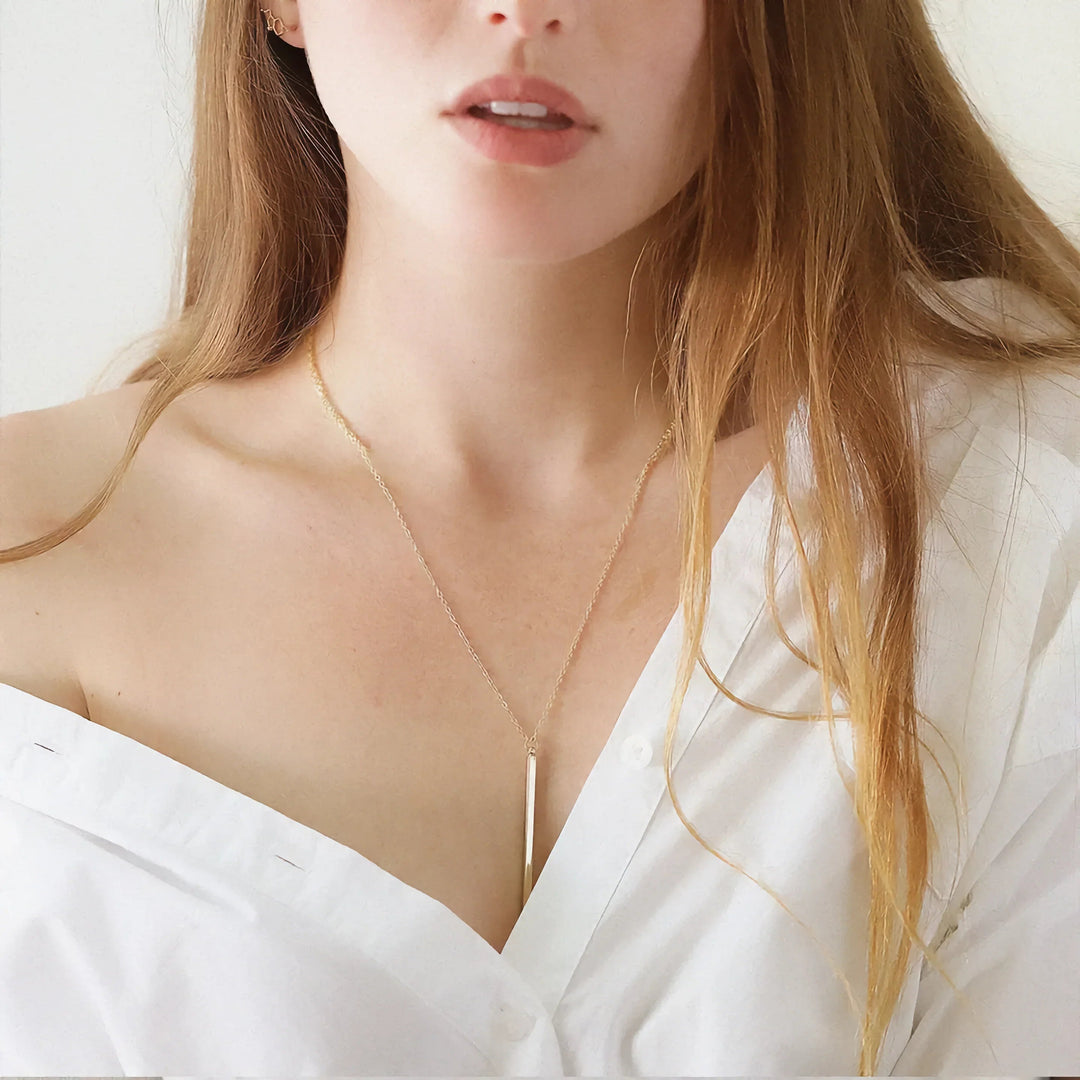 Gold-Tone Vertical Bar Pendant Necklace