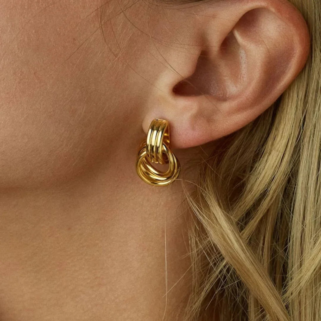 Gold-Plated Layered Hoop Earrings For Women