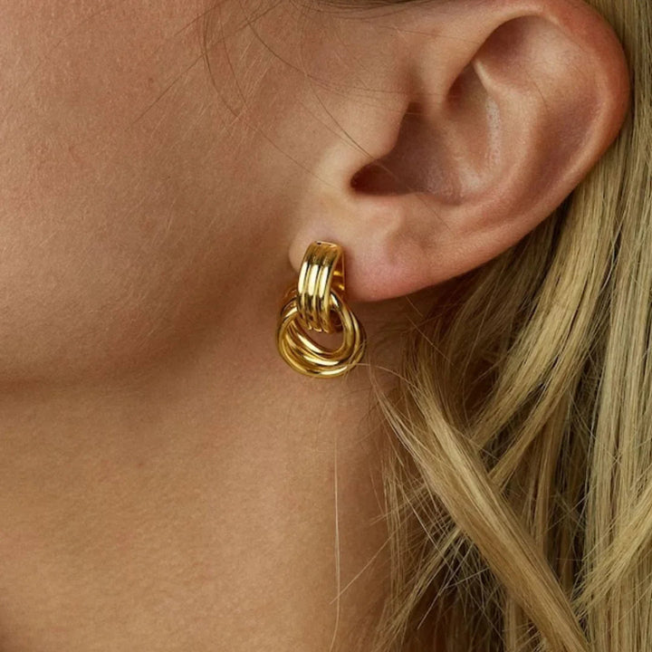 Gold-Plated Layered Hoop Earrings For Women